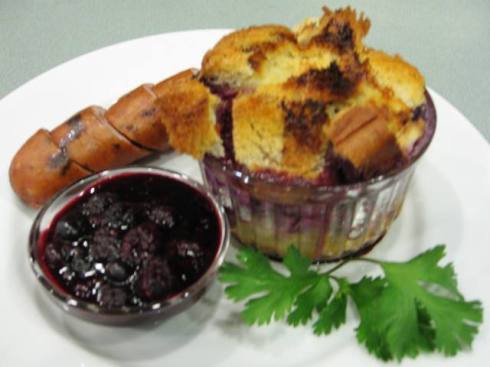 Berry Creamy French Toast served with Fruit Compote and Turkey Sausage